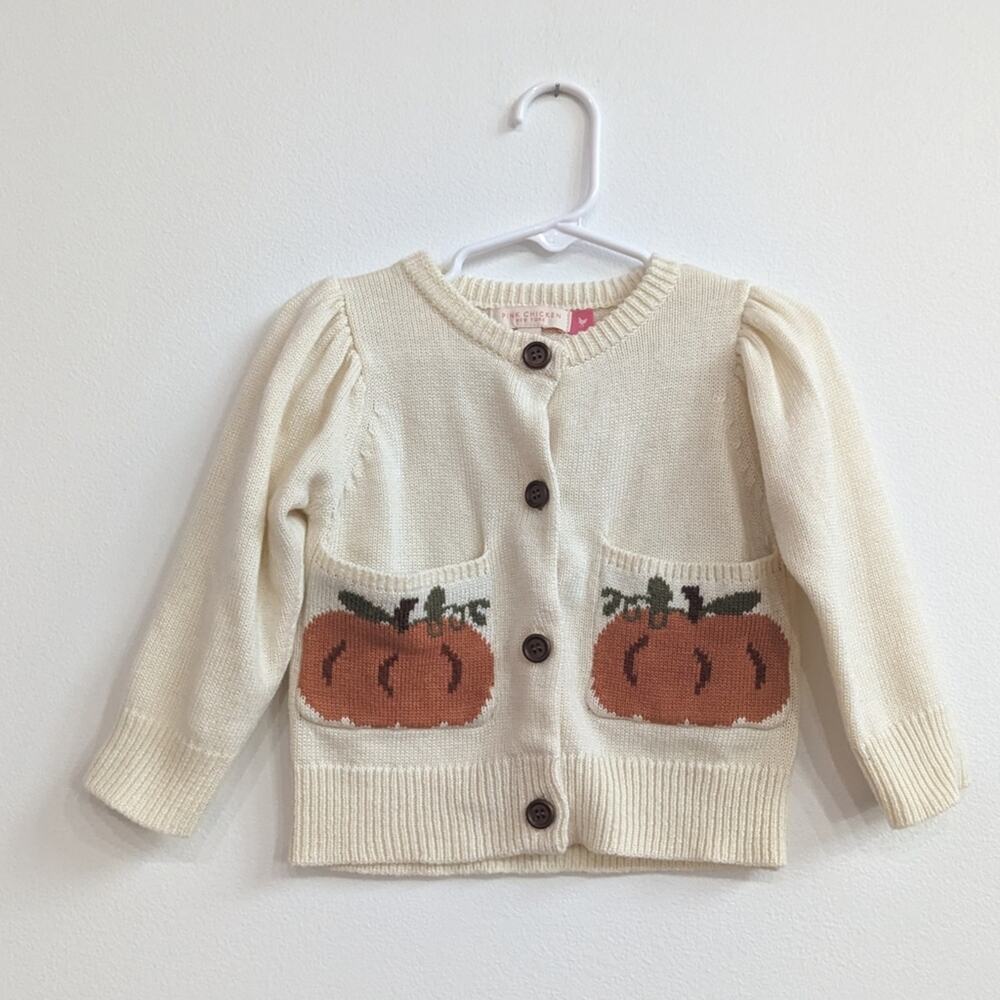 Pink Chicken Cardigan 18-24m Sweater Cream Pumpkin Preppy Boutique